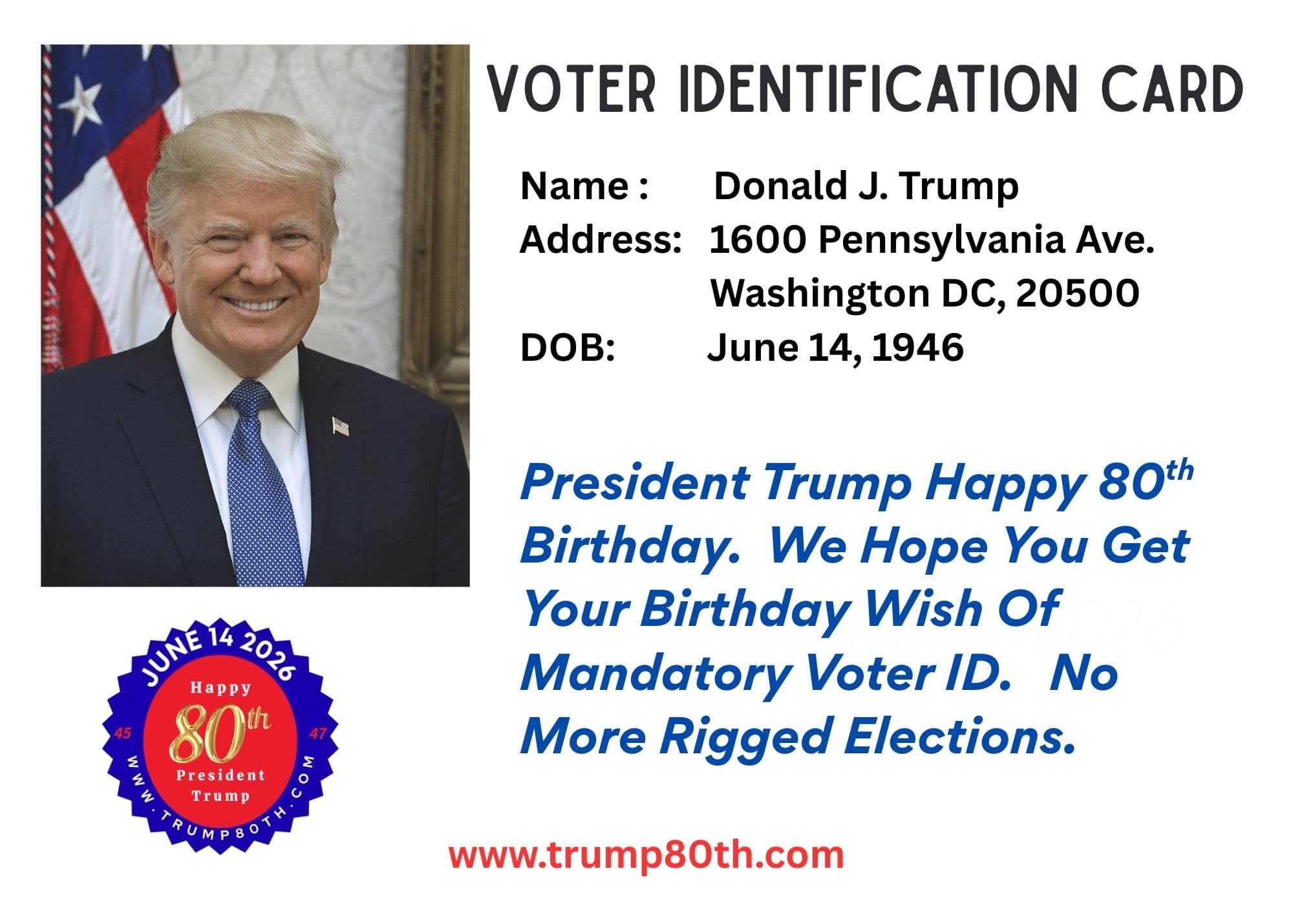Voter ID Trump Birthday Card